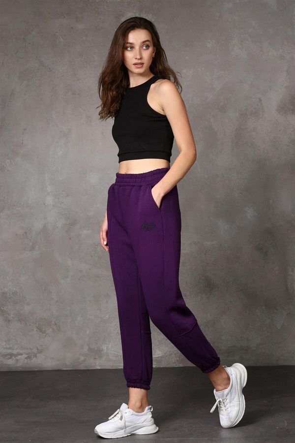 TF The Fancy For You Fancy Women s Embroidery Detailed Soft Inside Cotton Elastic Leg High Waist Thick Sweatpants Trendyol