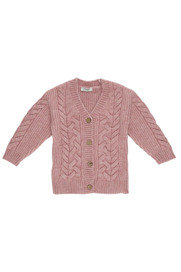 Panço Kız Bebek Düğmeli Triko Pudra Hırka