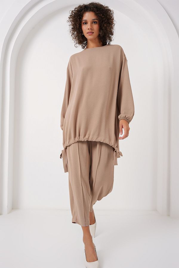 Bigdart-6682 Model Beige Tunic and Trousers Set 1