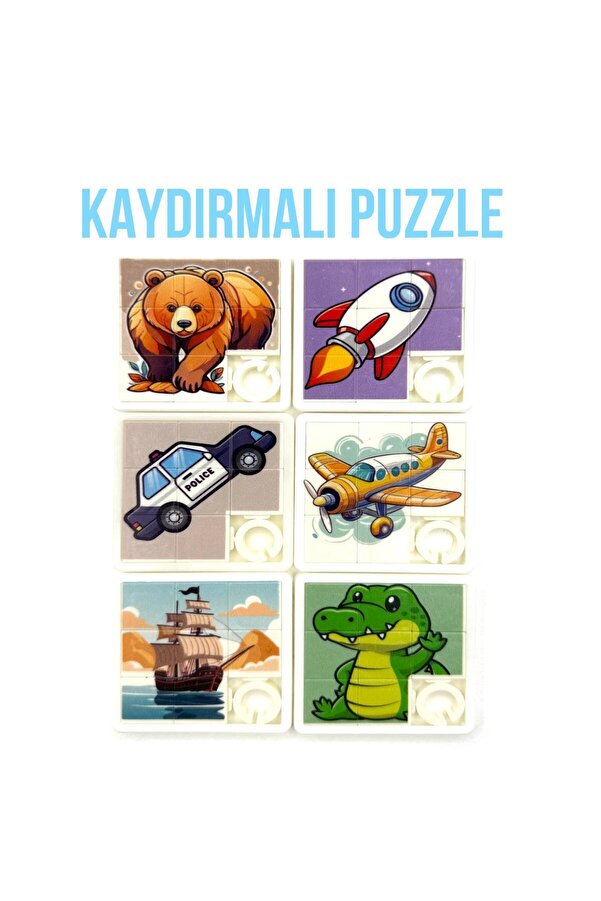 OyuncakZade Çocuklar Için Eğitici Öğretici Kaydırmalı Puzzle Bulmaca Yapboz 6 Adet