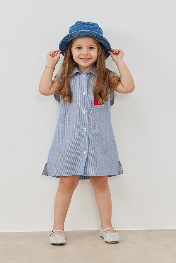 Tics Mavi Çizgili Gömlek Elbise