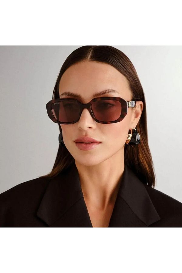 GUCCI◆メガネ/-/プラスチック/BRW/BRW/レディース/GG3550 Gucci Brown Gradient Round Ladies Sunglasses GG1067S 003 58