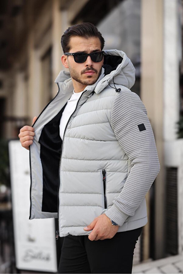 Delpino Men's Knitwear Puffer Jacket Sleeve Design- Trendyol