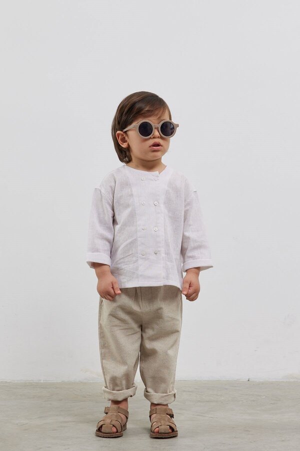 Tics-Beige Linen Trousers - Comfortable and Stylish Design 1