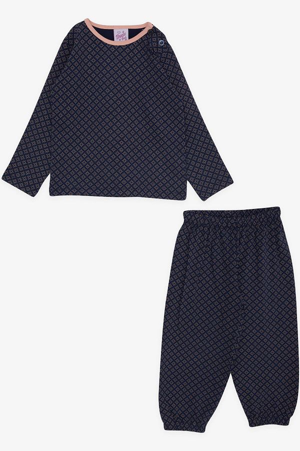 Breeze-Baby Girl Pajama Set Patterned 9 Months-3 Years, Navy Blue 1