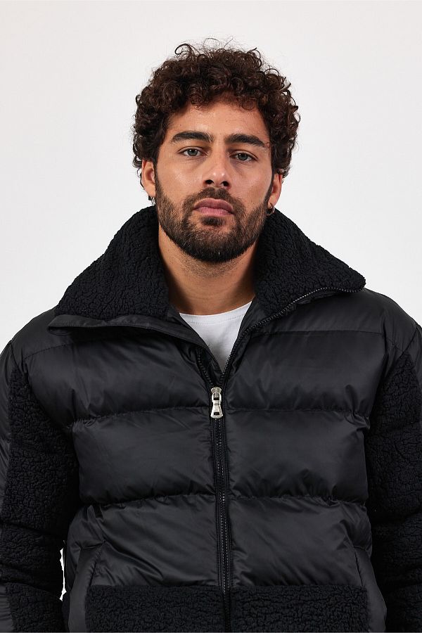 MADZEYMODA Men s Plush Detailed Lined Black Thick Puffer Jacket Mz50638 Trendyol