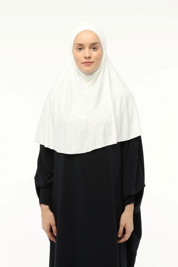 Altobeh-Eșarfă practică din voal cu turban gata făcută Hijab cu hijab - Sufleu de acoperire pentru rugăciune (XL) - Ecru 1