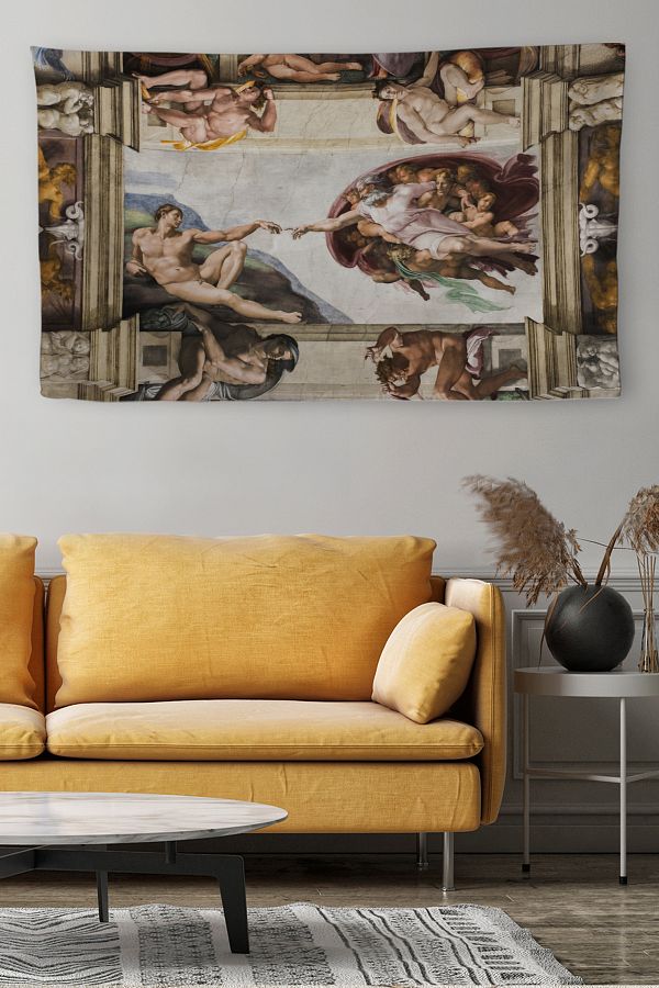 krmnyatırım-Wall Cloth / Carpet Michelangelo - Adam in Creation Quality Canvas Fabric-4069 1