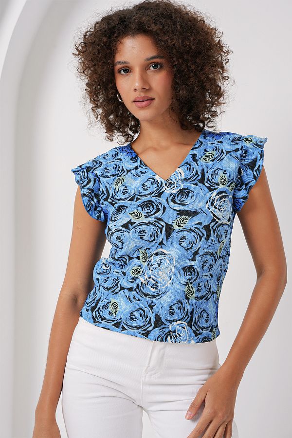 Bigdart-0430 Model A. Blue Knitted Blouse 1