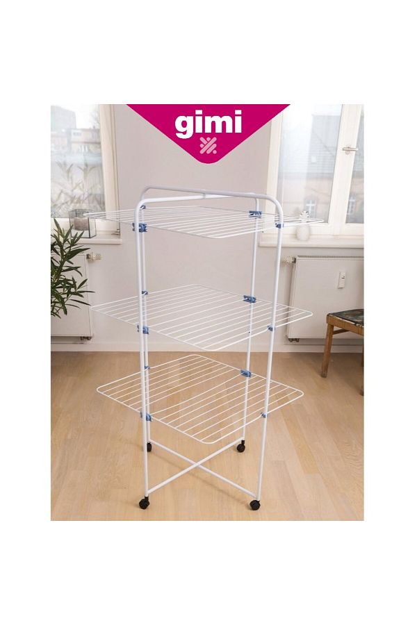 Gimi Linear 3 Foldable Laundry Rack Steel Drying Rack with Three Shelves and Six Independent Grids Trendyol
