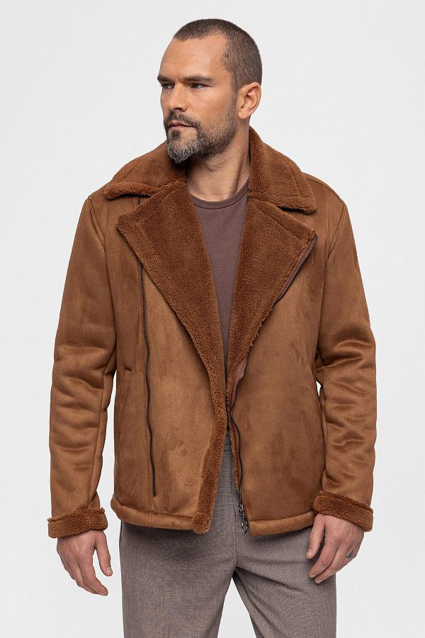 Suede jacket with wool lining on sale