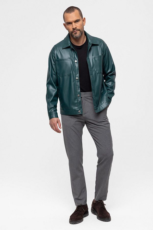 Green faux leather jacket cheap