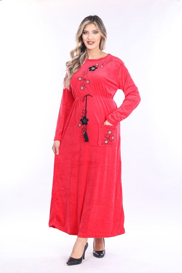 mervemoda-ROCHIE DE CATIF DE DAMĂ MÂNECĂ LUNGĂ 1