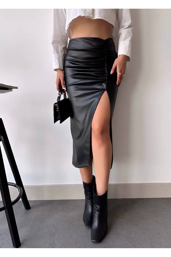 Suede drawstring skirt on sale