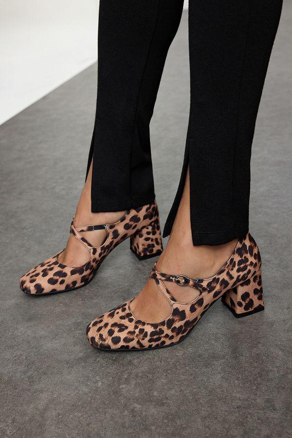 TRENDYOL SHOES-Leopard Print Brown Mary Jane Women's Classic Heeled Shoes Takaw25To00037 1