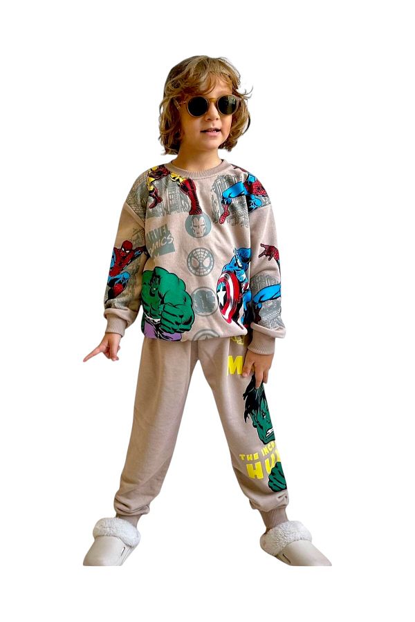 patriko tekstil-Hulk Marvel Character Boy 3 String Camel Color Sweatshirt Tracksuit 1
