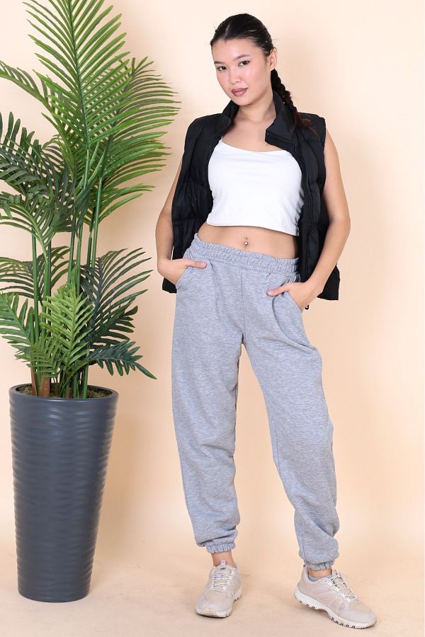 ABS FASH ON Women s Jogger Three Thread Thick Soft Gray Sweatpants Trendyol