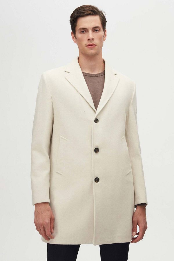 D'S Damat-Ds Damat Regular Fit Ecru Mono Guler Stamp Coat 1