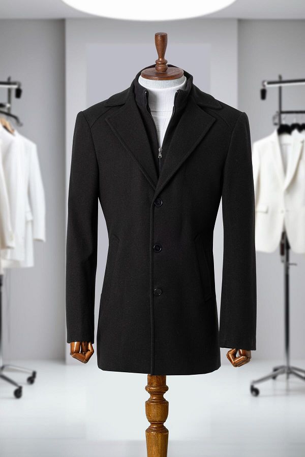 Salihtarzz-Black Cashmere Men's Coat - Sd41058 1