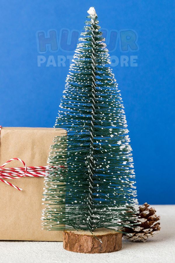 Huzur Party Store-Новогодишен плот Nevada Tree Mini Table Pine Tree 25 cm Snowed on the Ends Log Base Snowy 1
