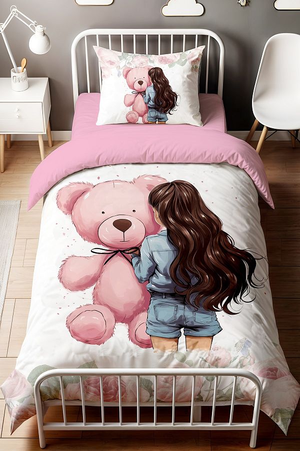 Teddy bear pink bedding hot sale