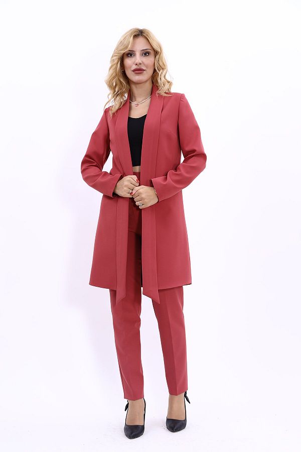 ÖNDER ÖZSOY-Set jachetă japoneză și pantaloni cu picioare tubulare - gresie 1