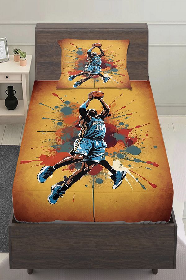 Else Dekor-Basketball Player Patterned Boy's Single Pillowed Elastic Sheet Set 100X200Cm 1