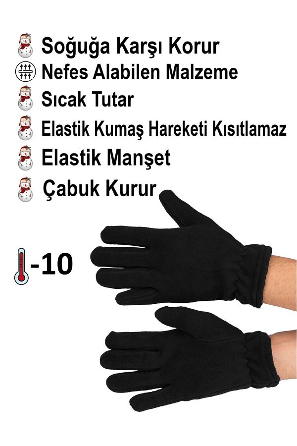 Leva Kids Unisex Black Gloves Cr7 Cristano Ronaldo Printed Fleece Trendyol