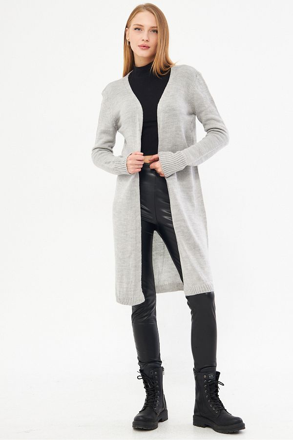 armonika Women s Gray Long Sleeve Thin Knitwear Cardigan Arm 25K 069002 Trendyol