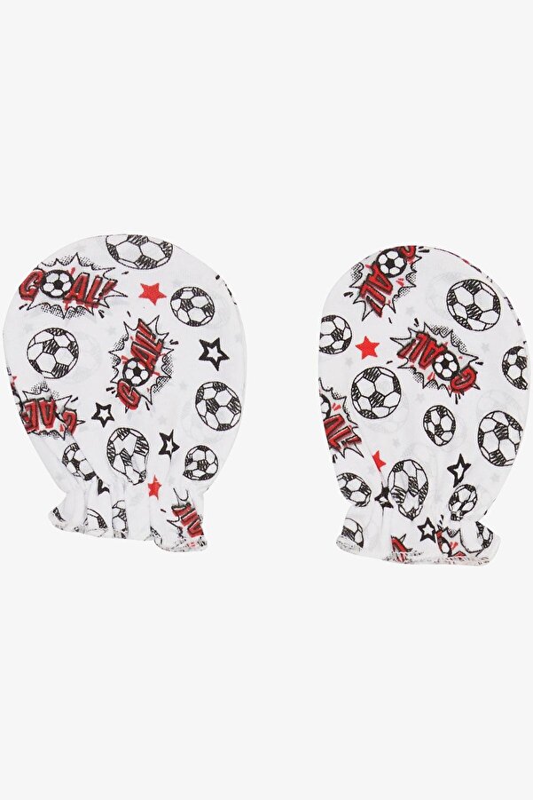 Breeze Yenidoğan Bebek Eldiven Futbol Temalı Beyaz