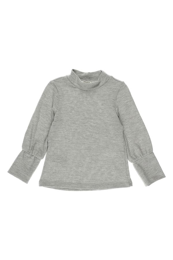 Panço-Mädchen-Strickwaren mit halbem Rollkragen und langen Ärmeln in Grau-Melange 1