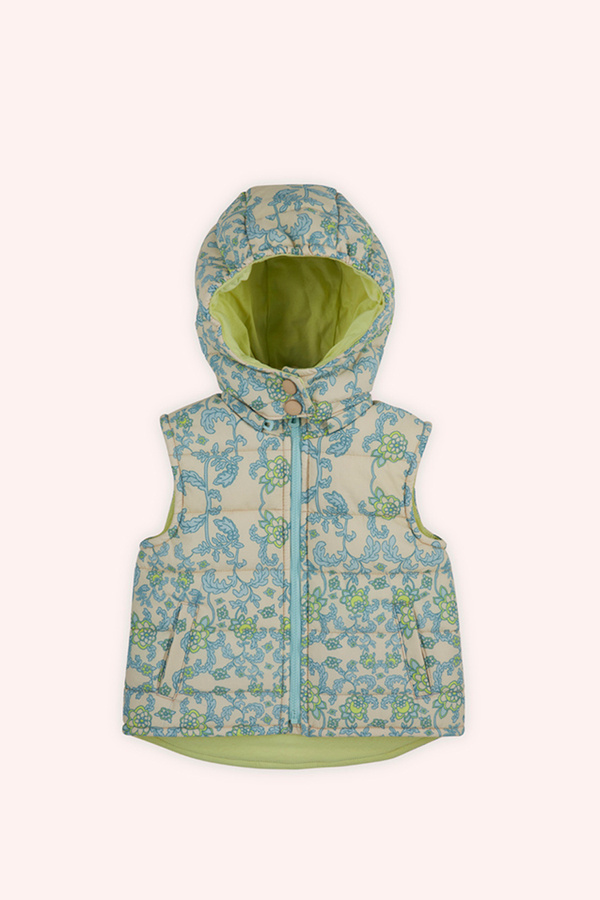 Panço Kız Bebek Desenli Micro Bej Yelek