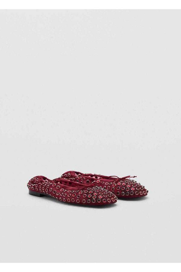 MANGO Woman-Spiked Mesh Ballerinas 1