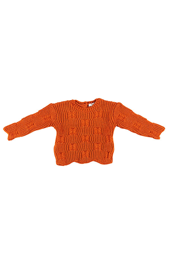 Panço Kız Bebek Desenli Triko Oranj Kazak