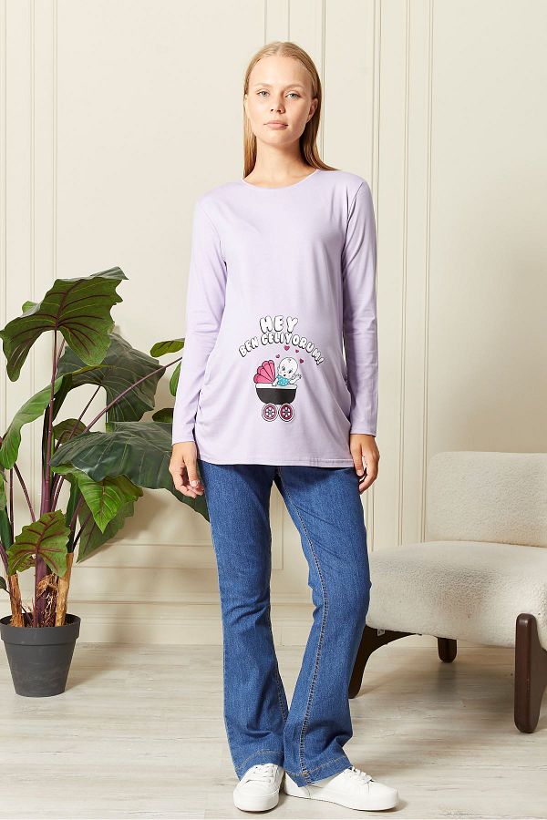 epaavm-Long Sleeve Printed Maternity T-Shirt 1