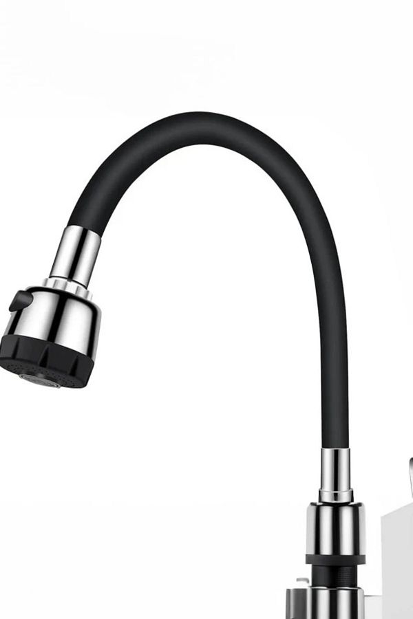Qirora-2-Function Spiral Faucet Head with Colorful Silicone Swivel Head - Black (4614) 1