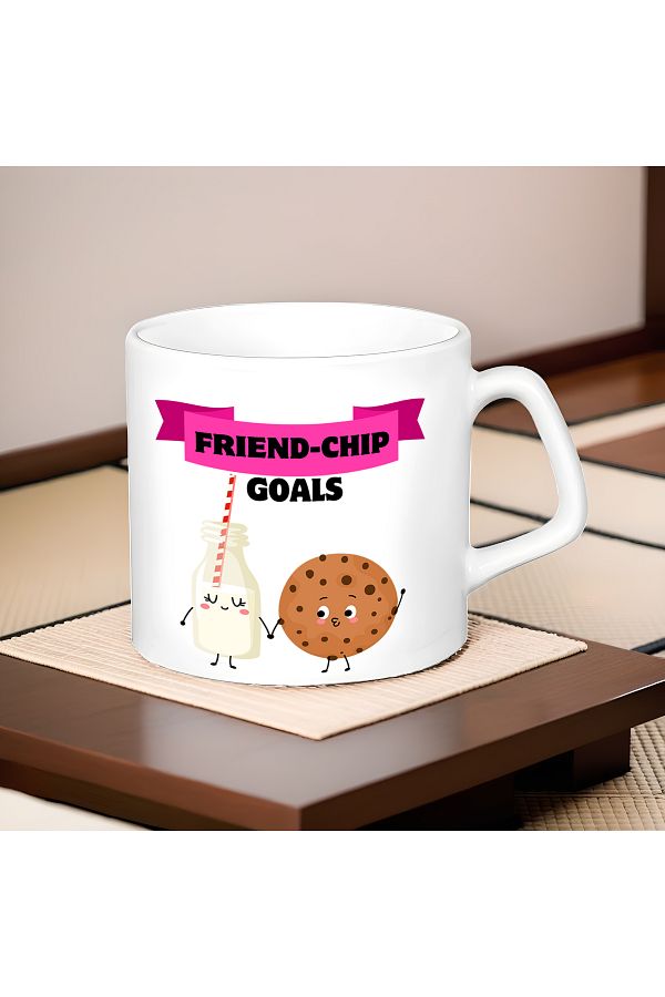ESHAMPER-Medium Size Mug with Fun Design "Fri̇end-Chip Gols" (225 ml) - 1 Piece 1