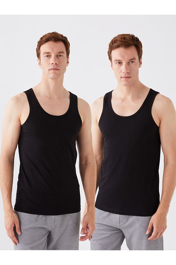 LC Waikiki-Lcw U Collar Combed Cotton Men's Undershirt 2-Piece 1