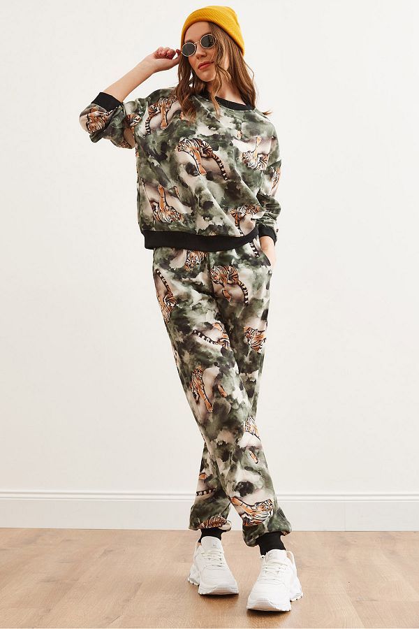 Olalook-Damski podstawowy dres tie-dye w panterkę Etkm- 0000069 1