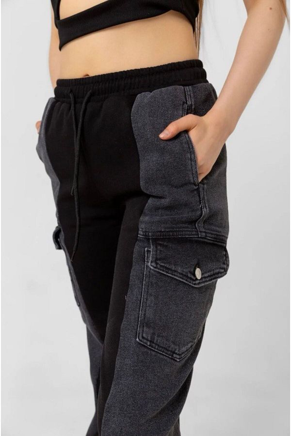 Benedetto Women s White Denim Detailed Pocket Three Thread Track Pants Trendyol