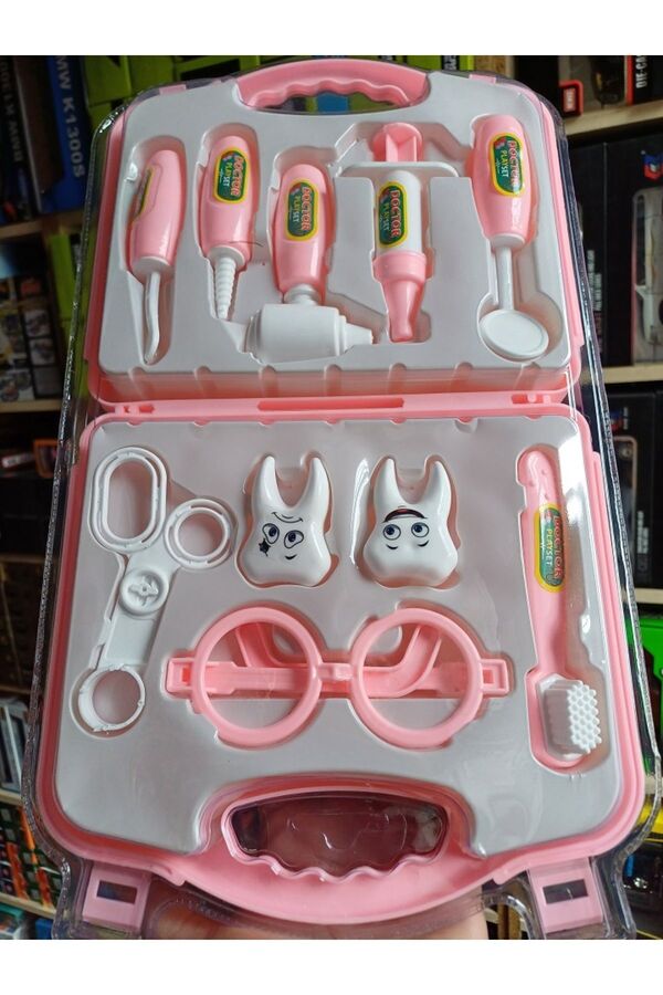 OYUNCAKSAHİLİ Çantalı Doktor Diş Fırçası Dişleri Fırçala Doktorculuk Meslek Oyunu Dişci Seti 11 Parça Oyuncak