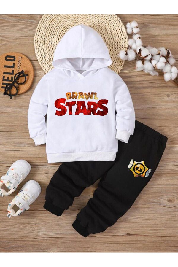 Massgai-Set de trening personalizat din bumbac cu imprimeu cu text de joc Brawl Stars pentru copii 1