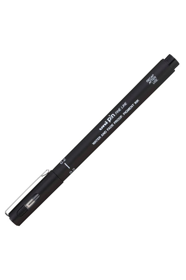 UNİ-BALL-Uni Pin CS2-200 Chısel 2.0 Fıne Line Cut Point Drawing Pen Black 1