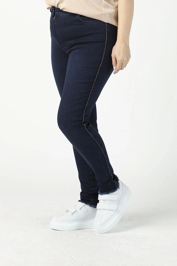 Moda Berray-P005m Pantaloni de blugi de mărime mare, cu sclipici rotund, cu picior subțire, albastru 1