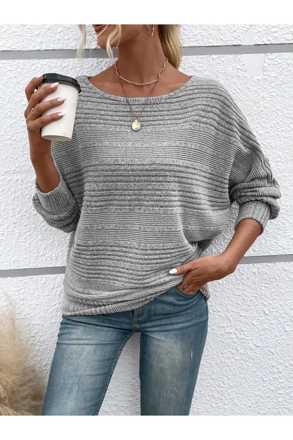 NOBLESTYLE Women s Long Sleeve Boat Neck Knitwear Sweater Trendyol