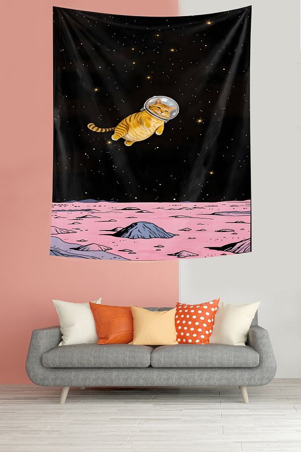 on the clouds-Space Patterned Astronaut Cat Tapestry - Cute, Non-Slip Fabric, Wall Cloth and Carpet 1