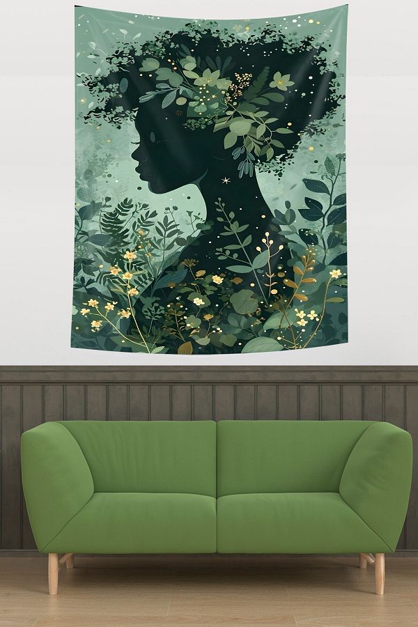on the clouds-Women's Tapestry in the Forest - Thinking Tree Pattern, Non-Slip Fabric, Wall Cloth and Carpet 1