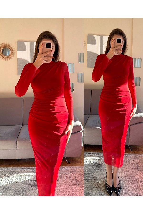 Long sleeve midi dress formal online