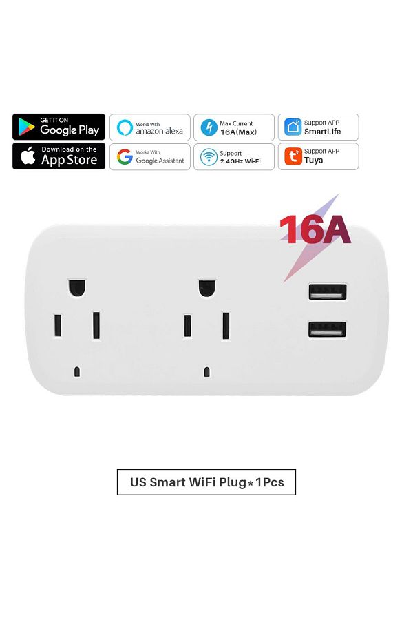 Choice-Us Plug With Usb 16a Us Tuya Smart Wifi Plug Socket 2 Outlets 2 Usb Ports With Timer Countdown Smart 1