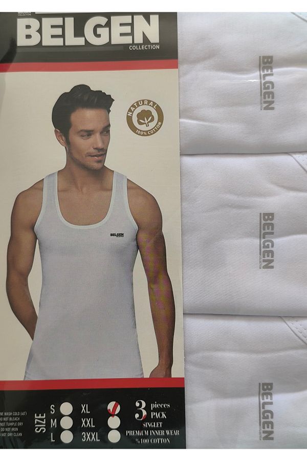 AKY-Beligen Men's White 3-Piece Cotton Combed Athlete 1